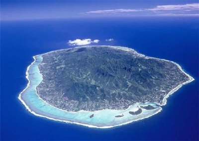 Toma aérea de la isla de Rarotonga, Islas Cook