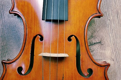 木製的背景上的小提琴