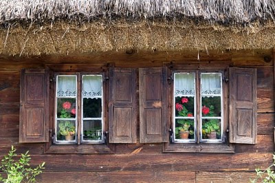 Old wooden house with window shutters jigsaw puzzle