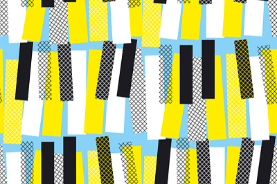 Nahtloses Muster der abstrakten gelben und blauen Jazzmusik