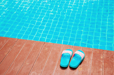Slippers near the swimming pool
