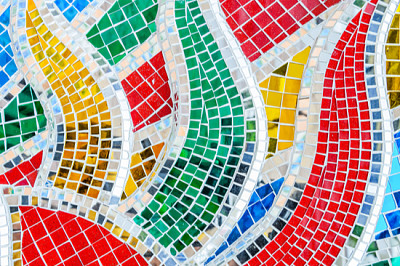 Arte mosaico de vidrio o mosaico de vidrio transparente en la w