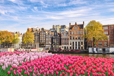 Amsterdam Paesi Bassi, skyline della città casa olandese a