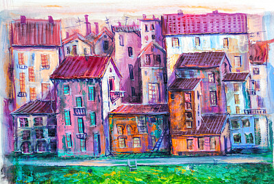 Rua com casas coloridas
