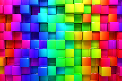 Arc-en-ciel de boîtes colorées