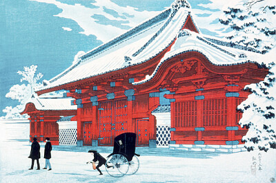 La porte rouge de Hongo dans la neige (1926)