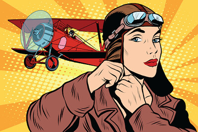 Girl retro military pilot jigsaw puzzle