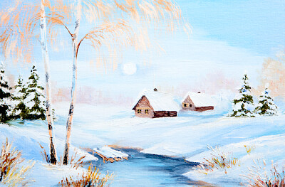 Frozen River Painting