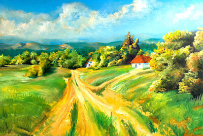 Pintura de paisagem de verão