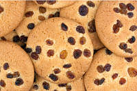 Homemade oatmeal cookies with raisins