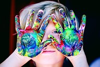 A Kid with Hands Painted