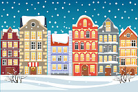 Snowy Town Illustration