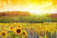 Sunflower Flower Blossom - Oil painting