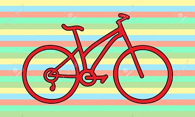 Red bicycle on striped background