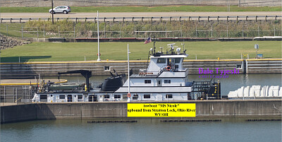towboat  "MS Nicole " upbound from Stratton Lock, Ohio River 09-2021