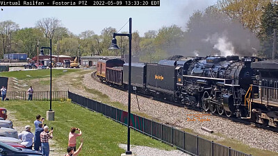  "steamer  " NKP-765 passing thru Fostoria, Ohio/USA thrilling the fans