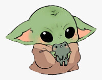 baby yoda with a kawaii frog