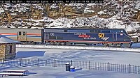 Amtrak engine #-100 leading train #-42 around Horseshoe Curve,PA/USA