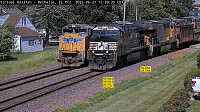 NS and UP locomotives side by side Rochelle,ILL/USA
